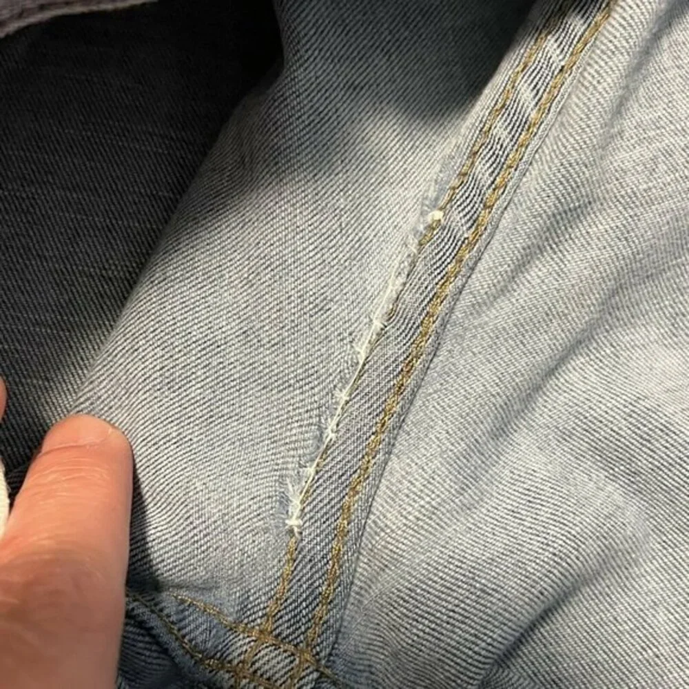 Banana Republic Mens Slim Fit Mid Rise Stretch Blue Jeans Distressed Sz 34 x 34